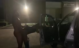 Fucking a slut in a ware house parking lot