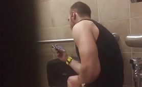 Caught men jerking off in public toilet