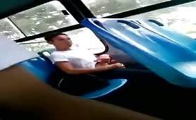 Dude caught on bus jerking off..