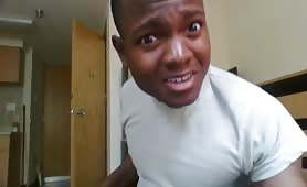 Horny young black dude does a show in front of the webcam