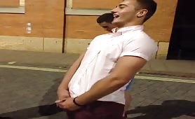 Drunk Str8 Brits Touching Friends penis While Peeing