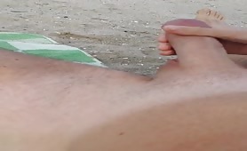 guy masturbates and cum at beach in public