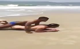 Mature guy fucked on the beach by two black str8 latinos