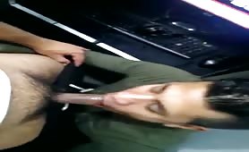 Horny latino watches porn in cyber cafe and lets him suck for a stranger