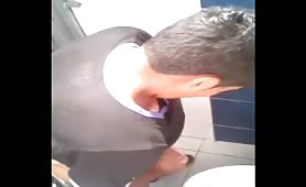 Spy cam Caught young latino jerking off in messy public restroom 