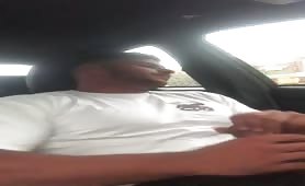 Sexy muscular young man wankig in the car...