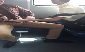 Caught Stranger handjob on the train..