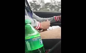 Jacking off thick nut in the car