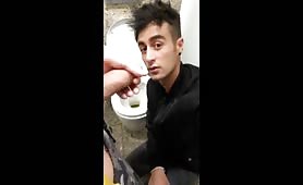 Made a guy swallow my cum in a public toilet