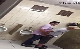 Caught gay dude gets fucked in public restroom