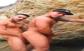 Hot stud fucking against the rock on the beach  part I