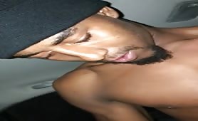 Sexy black guy fucks a hot tranny in the car