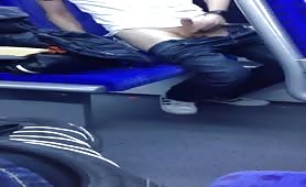 Young dude got caught in a bus jerking off