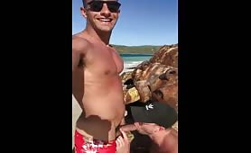 Horny boys having fun in the beach