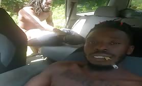 group of thugs just out of jail fuck a black whore in the car