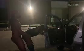 Fucking a slut in a ware house parking lot