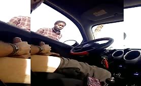 Homeless looking a guy masturbting in his car