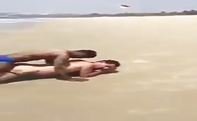 Mature guy fucked on the beach by two black str8 latinos