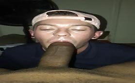 Blowing a fat straight neighbor cock