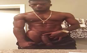Well muscled athletic nigga shows his delicious cock