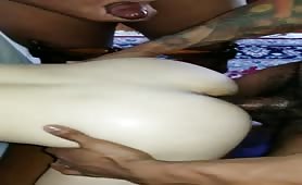 Horny young white dude sharing his ass with his black friends