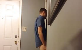 Straight cable guy getting his dick in a glory hole