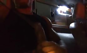 Horny nigga masturbating in the car next to his friend