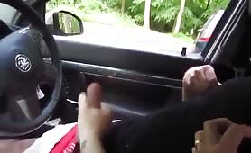 Spitting cum while they jerk me off in the car