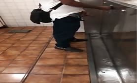 Straight guy show off his big dick in a airport  restroom