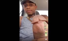 Horny rapper jerking off in the car
