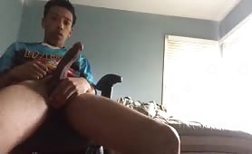 Young nigga stroking his tasty curved cock