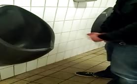 Friend filming me jerking off in public toilet