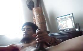 Black college dude strokes his tasty cock in front of the web cam