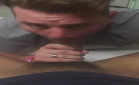 Sucking and swallowing my coworker huge cock