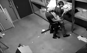 Surveillance camera caught two fucking in an abandoned warehouse