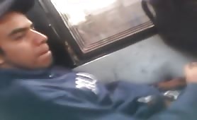 Young latino masturbates on a bus on the way home