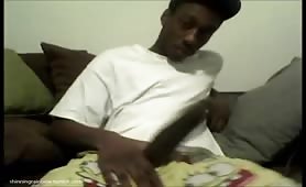 Black thug banging side to side his huge beefy cock