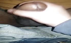 Horny nigga rubbing his delicious hairy long cock