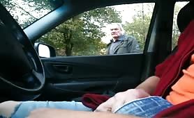 Mature guy came to see me in my car while I was masturbating in a parking spot