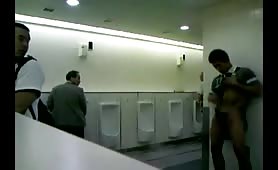 Spying on guys masturbating in public toilets