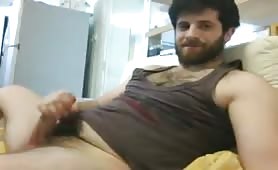 Cute married dude stroking his cock on his day off