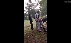 Big butt black guy fucked at a park for horny bbc