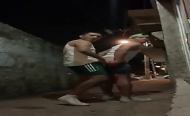 Having sex in the street at midnight