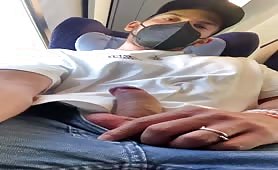 Young dude making a video masturbating on the bus