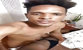 Horny sissy young brazilian guy pounding a black butt