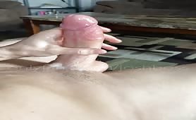 Horny white dude showing his pink cock and having huge orgasm