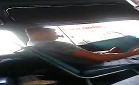 Pervert latino caught jerking off and cum in public bus