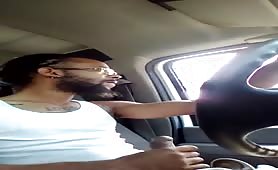 Stroking my cock while driving to the market