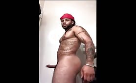 Hot muscular cute black wanking his cock