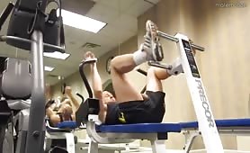 Muscle hunk dude jerk off at gym